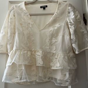Express Ivory Floral Lace Blouse